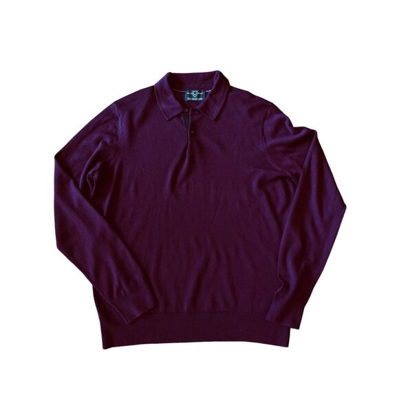 Black Brown 1826 Maroon Merino Wool Collared  Sweater Men's Size L - Picture 1 of 3